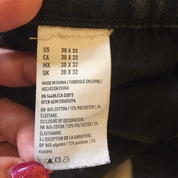 American Eagle black gray jeans HOLE Size 30x32 - Picture 8 of 11